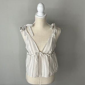 Striped cropped tie strap tank top